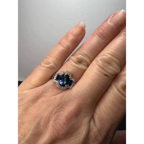 Blue Petalite Rhodium Over Sterling Silver Ring - Picture 10 of 11
